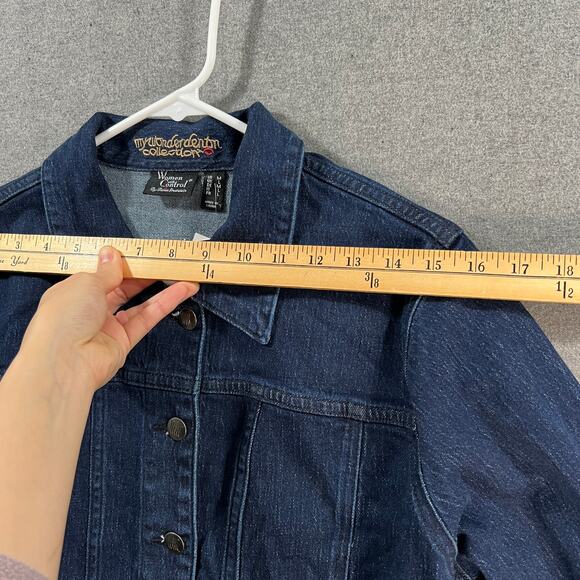 Women with Control My Wonder Denim Fitted Crop Jacket Indigo Size Medium - Picture 8 of 13